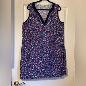 Draper James Navy Floral V-Neck Sleeveless Mini Dress